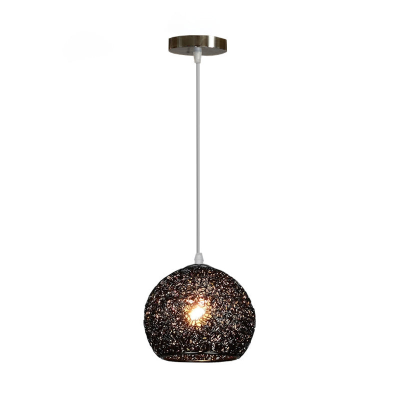 Aluminum Wire Spherical Pendant Macaron Style 1-Light Suspended Lighting Fixture