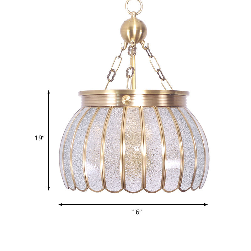 Scalloped Frosted Glass Pendant Chandelier Colonial 6 Bulbs Living Room Hanging Light in White