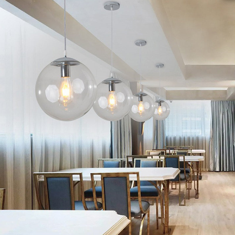Vetro trasparente sferico minimalista contemporaneo 1 piede chiara 1 piega per il soffitto appeso per tavolo da pranzo