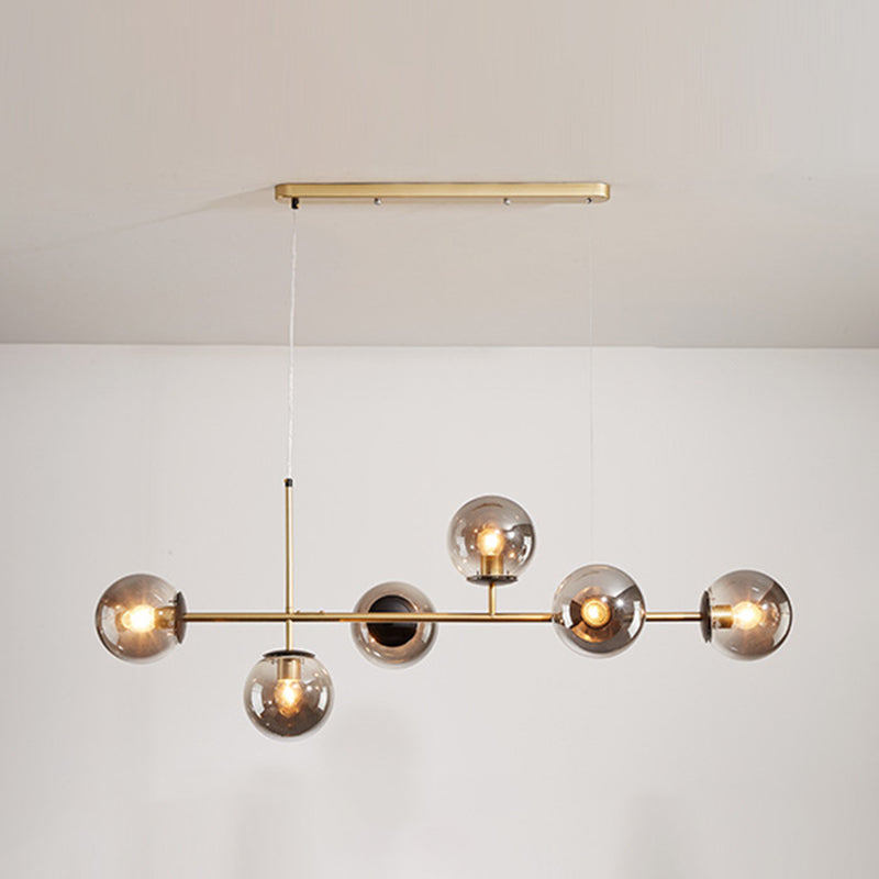 Modern Minimalist Style Molecule Island Chandelier Lights Glass 6 Lights Island Lights for Dinning Room