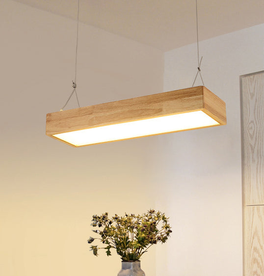 Moderne minimalistische stijl rechthoek hanglampverlichtingsarmatuur houten hangende lampen voor eetkamer