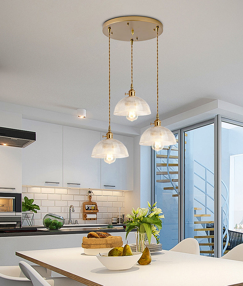 3 Lights Multi Light Pendant Modern Simple Prismatic Glass Hanging Light for Restaurant