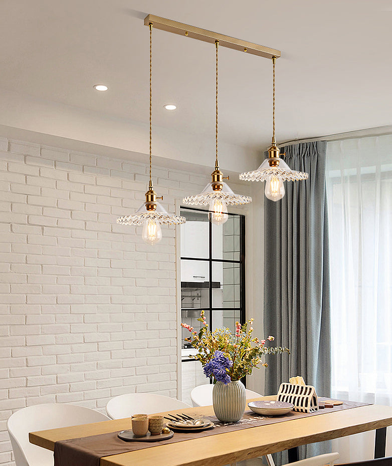 3 Lights Multi Light Pendant Modern Simple Prismatic Glass Hanging Light for Restaurant