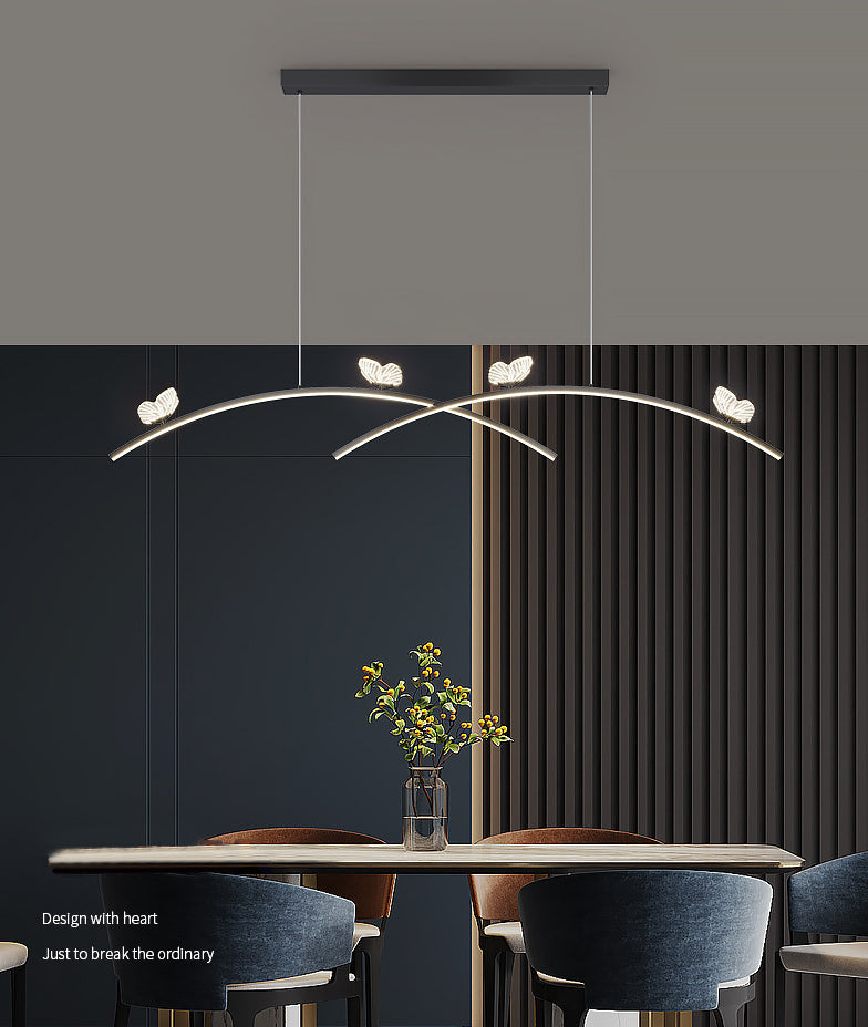 Estilo minimalista moderno colgante de clúster lineal metal de luz 2 luces de clúster para sala de estar