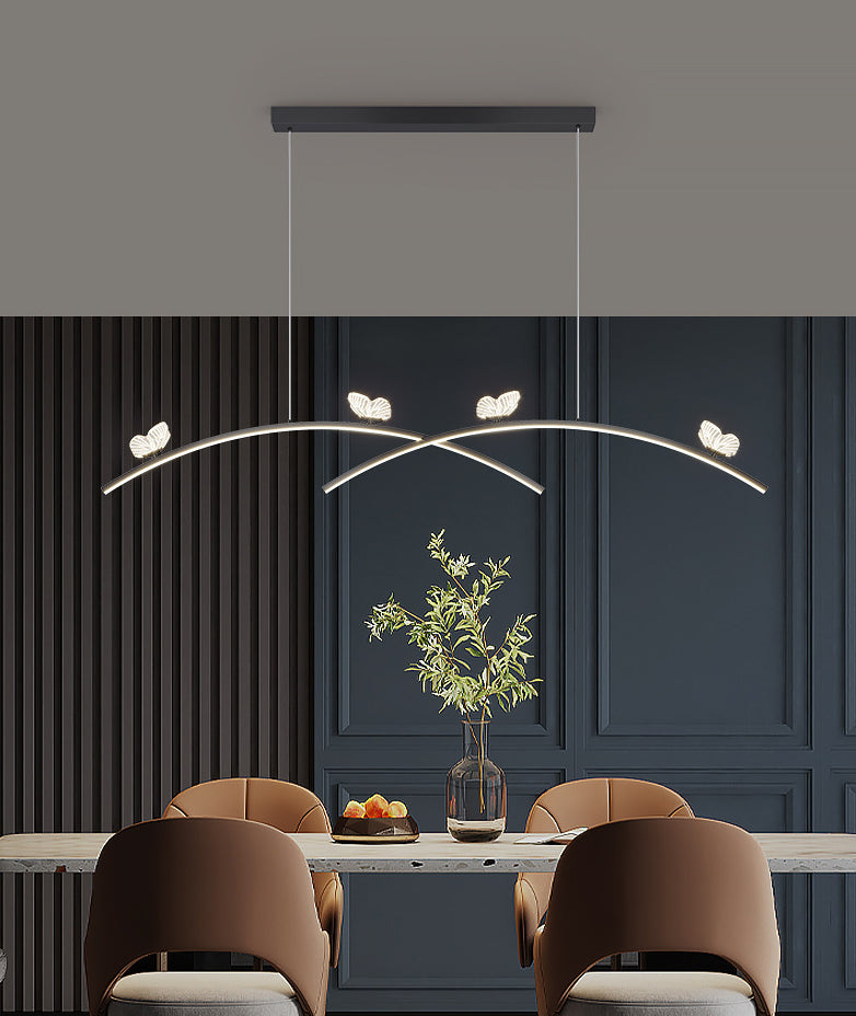 Estilo minimalista moderno colgante de clúster lineal metal de luz 2 luces de clúster para sala de estar