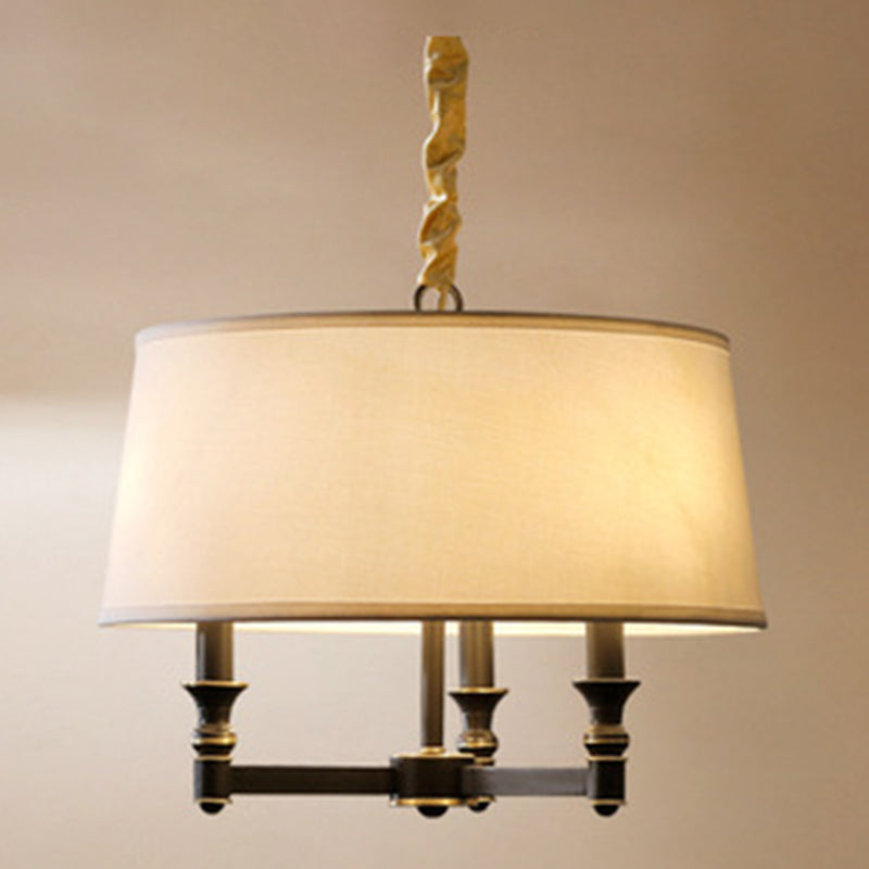 3-Light Traditional Fabric Chandelier Drum Ceiling Light for Dining Room