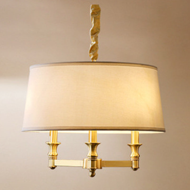 3-Light Traditional Fabric Chandelier Drum Ceiling Light for Dining Room