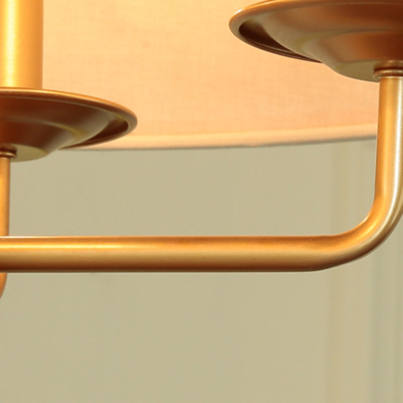 4-Licht traditionelle Stoff Kronleuchter Drum Deckenleuchte für Esszimmer