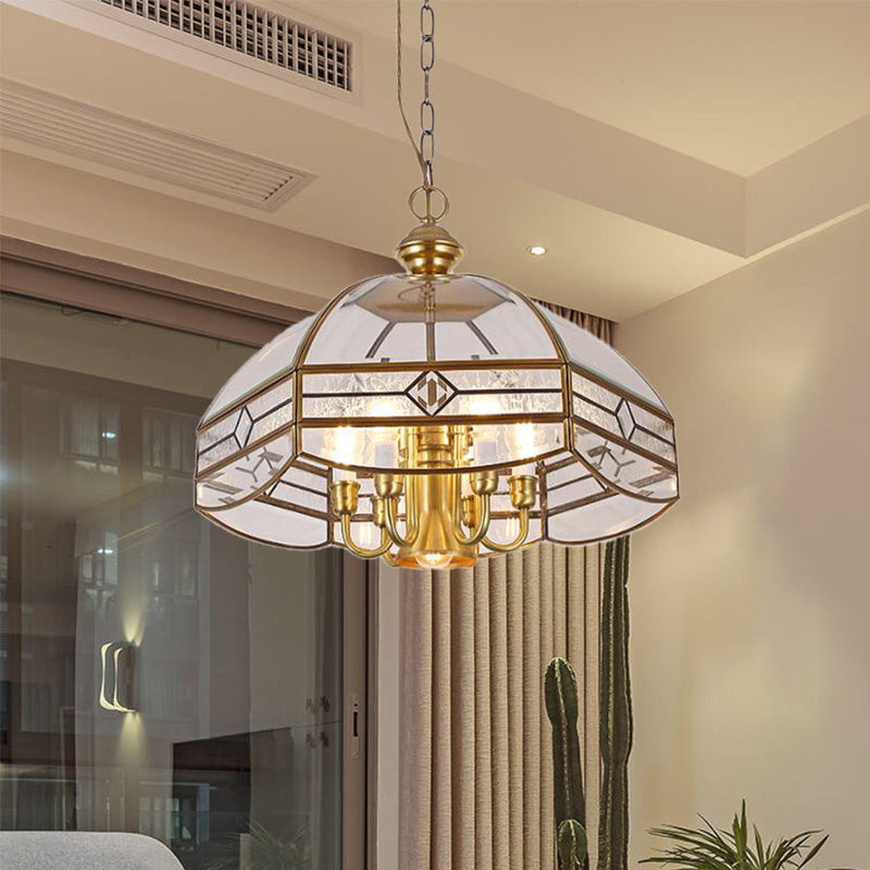 Luz de 7 luces Luz de cúpula colgante de lámpara Lámpara de suspensión de vidrio transparente para el comedor