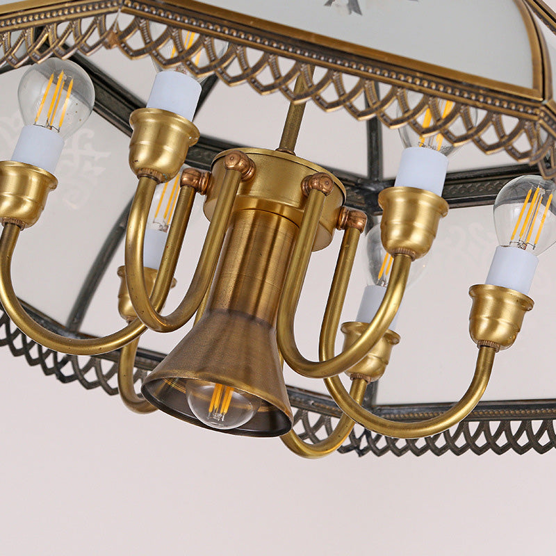7 lichten kroonluchter hanglamp koloniale koepel heldere glazen suspensielamp voor eetkamer