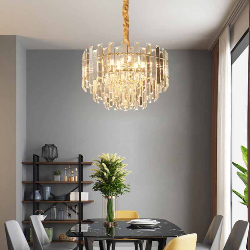 8-Light Contemporary Chandelier Unique Crystal Ceiling Light for Home