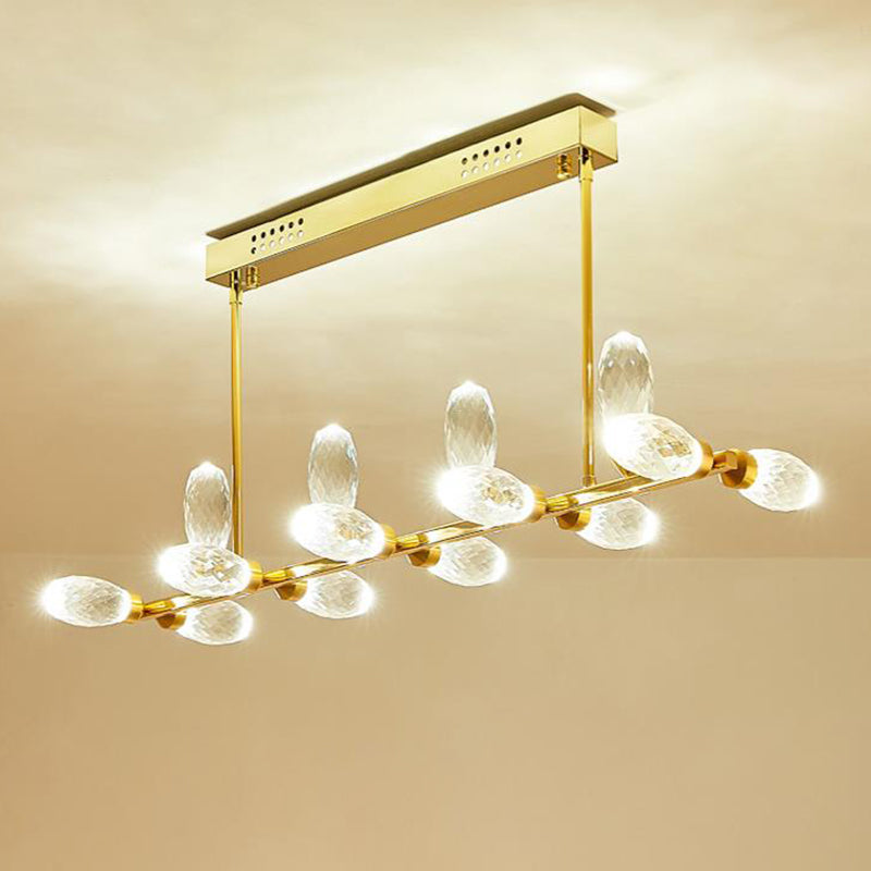 Luz de lámpara lineal de oro Modernismo 11/14 Cabezas LEJ de cristal LED para mesa de comedor, 23.5 "/29.5" Long Long