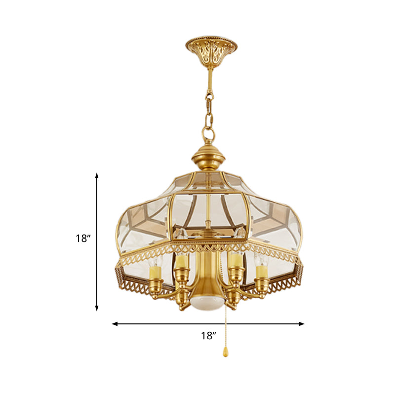 Gebogen eetkamer plafond kroonluchter koloniaal helder glas 7 koppen goudhangende lamp armatuur