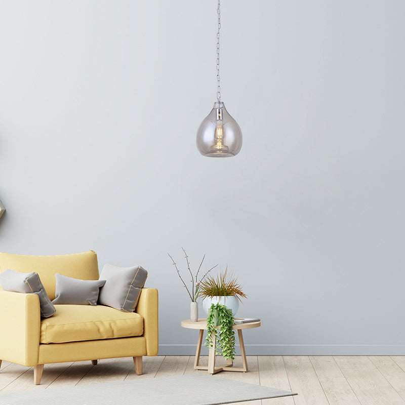 1-Light Contemporary Style Teardrop Shape Pendant Lighting