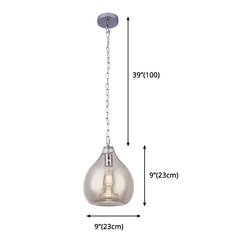 1-Light Contemporary Style Teardrop Shape Pendant Lighting