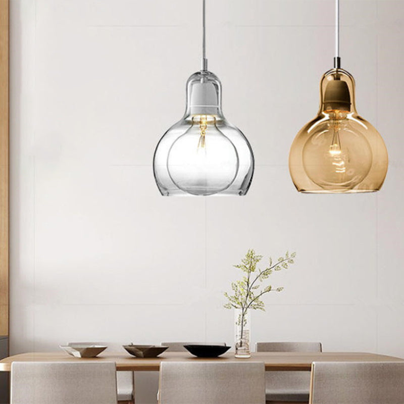 Modern Teardrop Ceiling Light with Clear Glass Shade Single Pendant Lighting