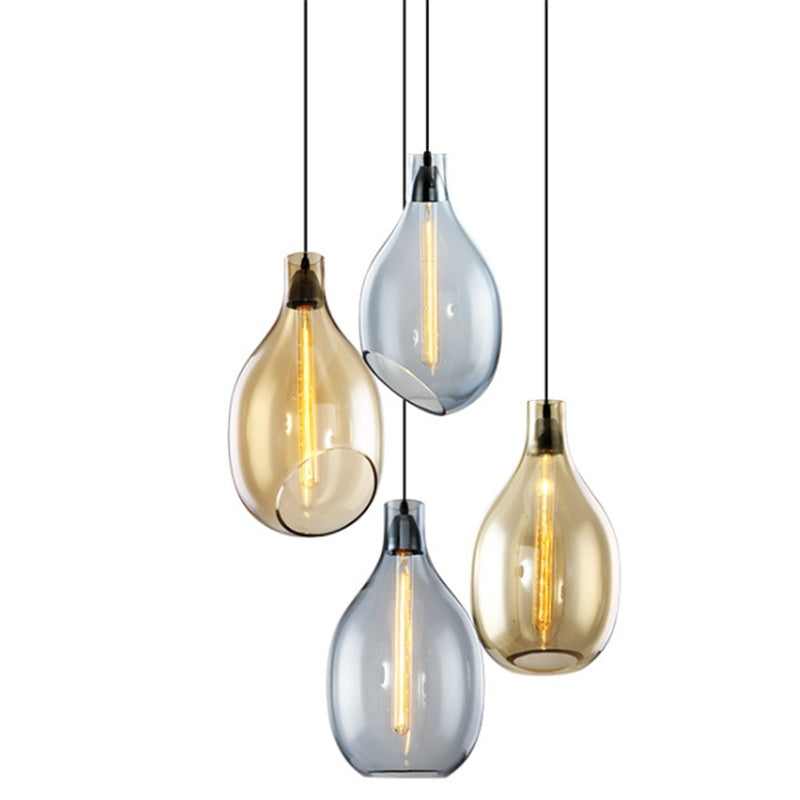 Modern Teardrop Ceiling Light with Clear Glass Shade Single Pendant Lighting