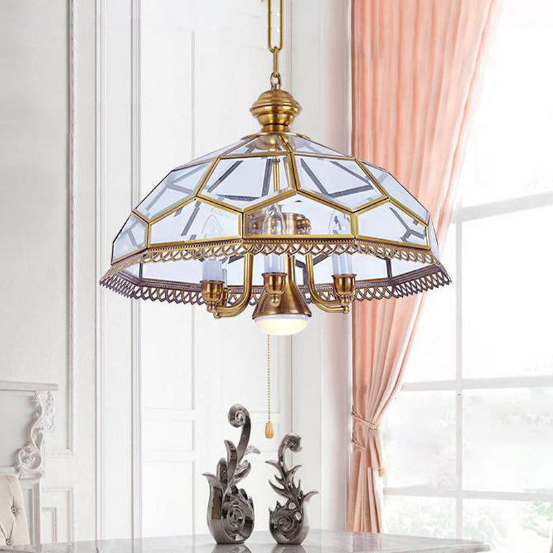 Lámpara de lámpara de tazón de vidrio transparente Colonial 7 cabezas de cocina colgante de cocina lámpara de luz