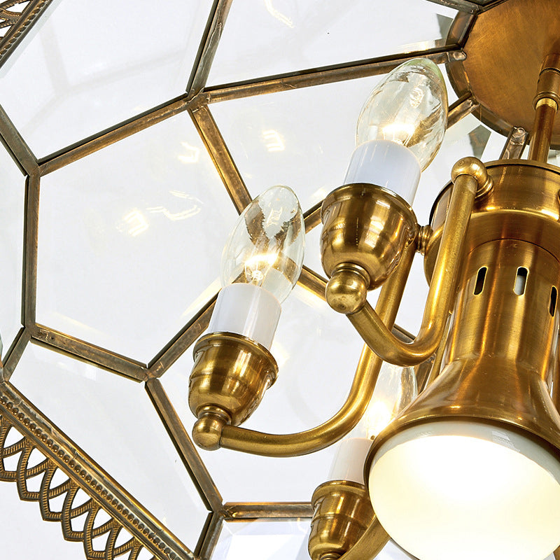 Clear Glass Bowl Chandelier Lamp Colonial 7 Heads Kitchen Pendant Light Fixture