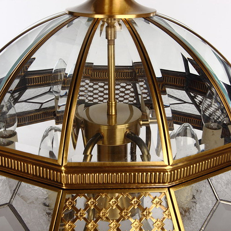 Colgante colonial colgante de colgantes 7 cabezas accesorio de iluminación de lámpara de vidrio transparente para dormitorio