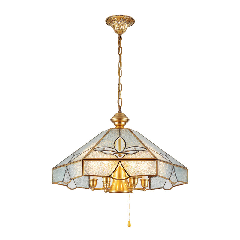 7 bulbes Cônes pendentifs Light Colonial Clear Semed Gerned Glass Chandelier LAMPE POUR CHAMBRE