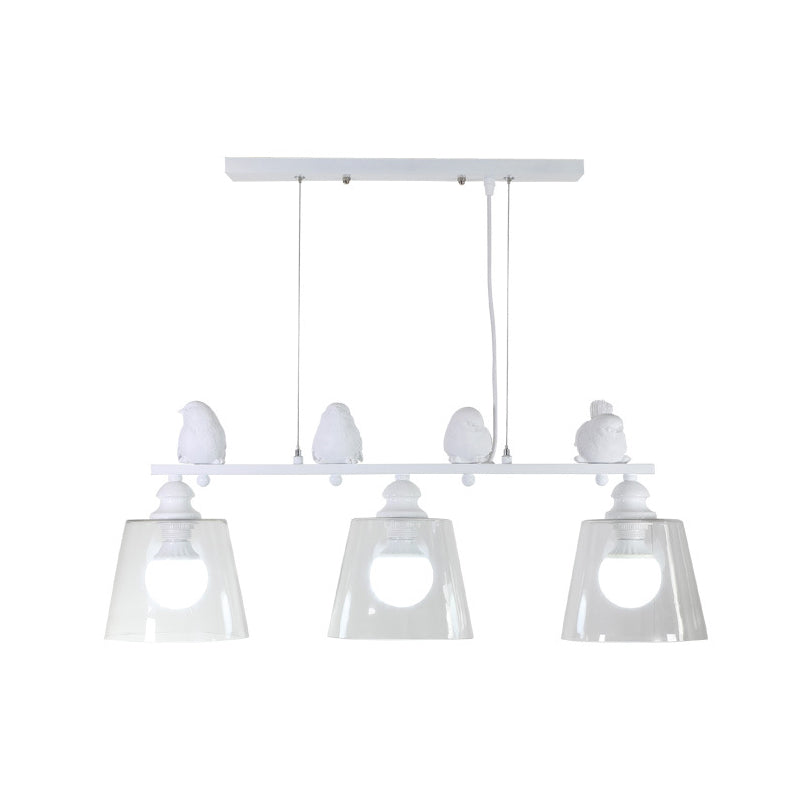 Diseño moderno de iluminación de la isla blanca de 3 luces con sombra de vidrio transparente