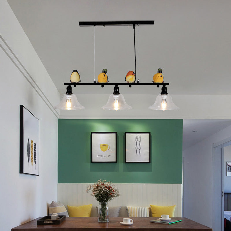 Diseño moderno de iluminación de la isla negra de 3 luces con cable ajustable