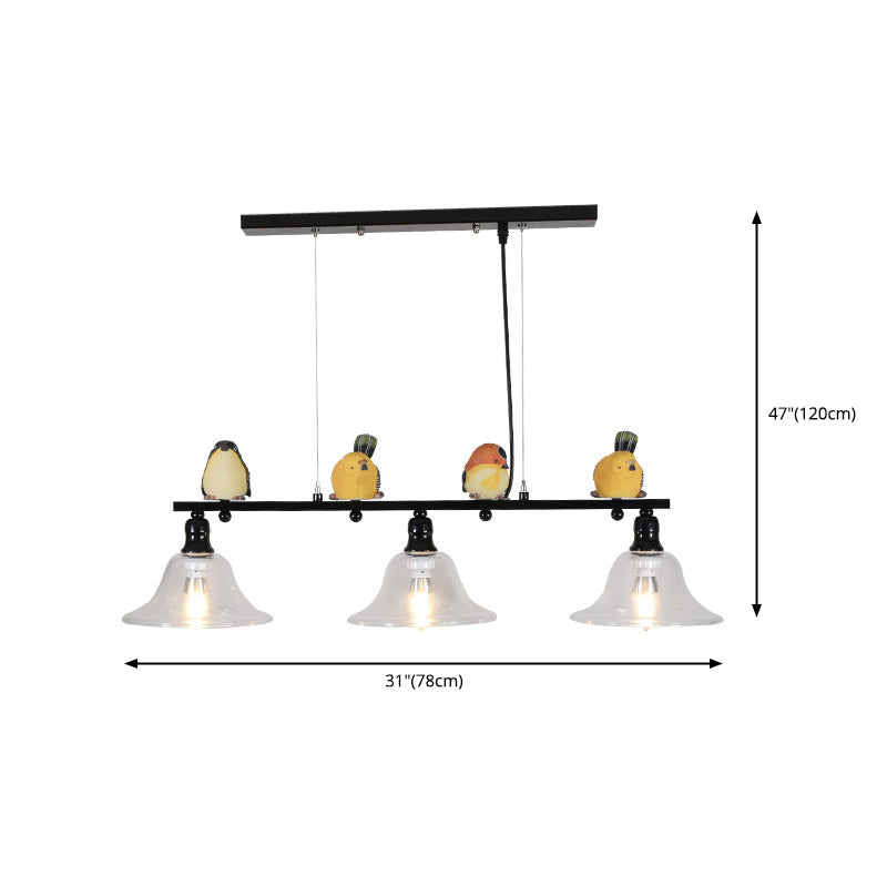 Diseño moderno de iluminación de la isla negra de 3 luces con cable ajustable