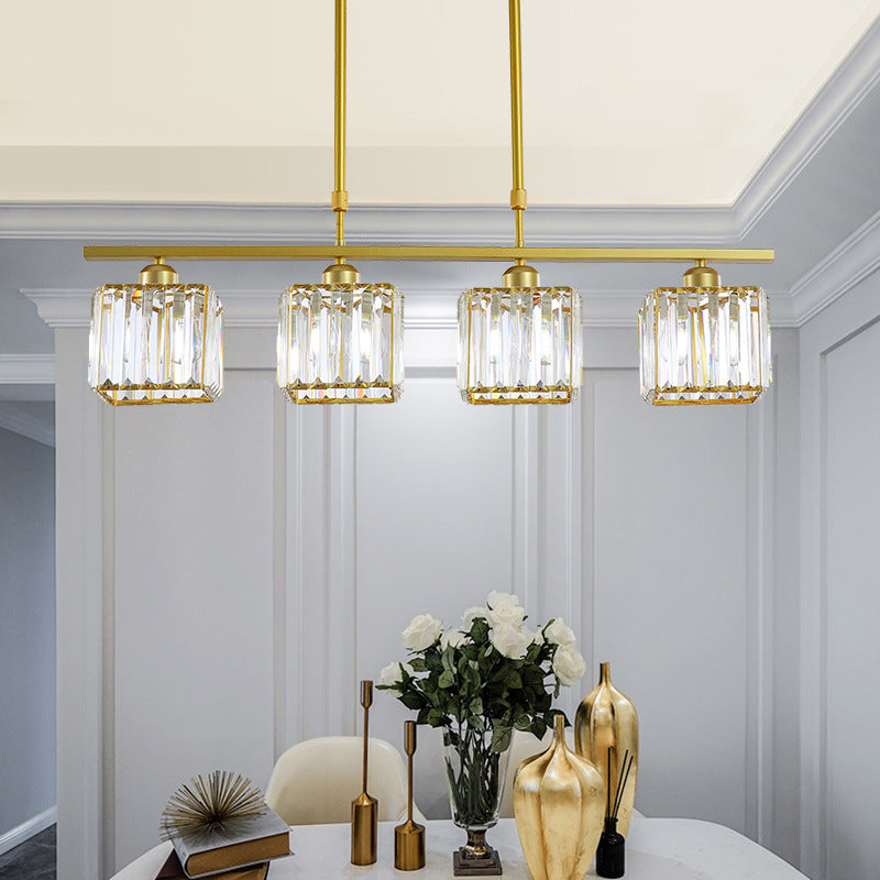 Contemporary Square 4-light Kitchen Island Lighting Wrought Iron Design Ceiling Lights