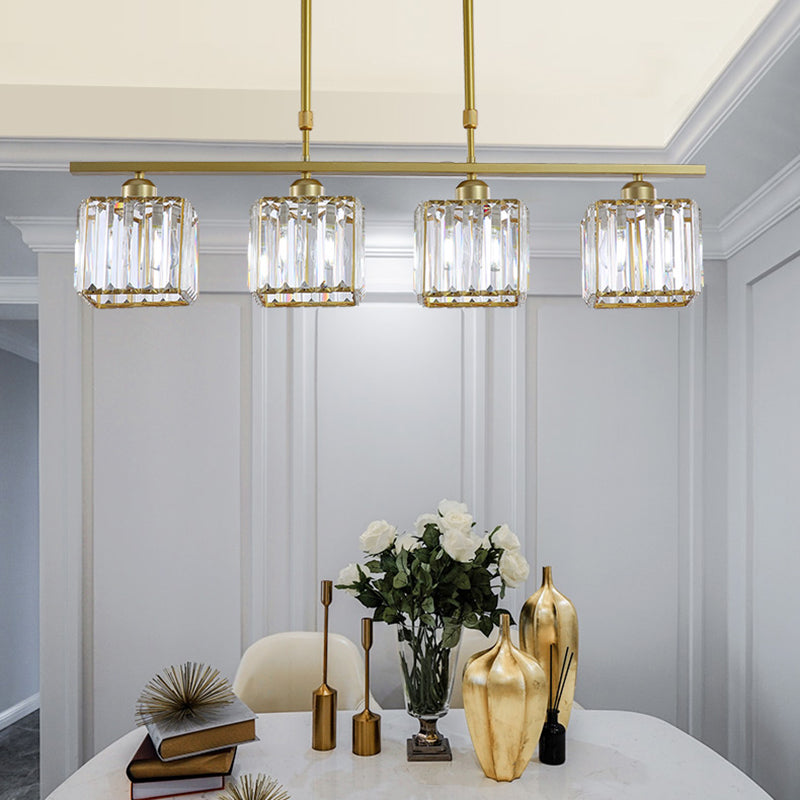 Contemporary Square 4-light Kitchen Island Lighting Wrought Iron Design Ceiling Lights