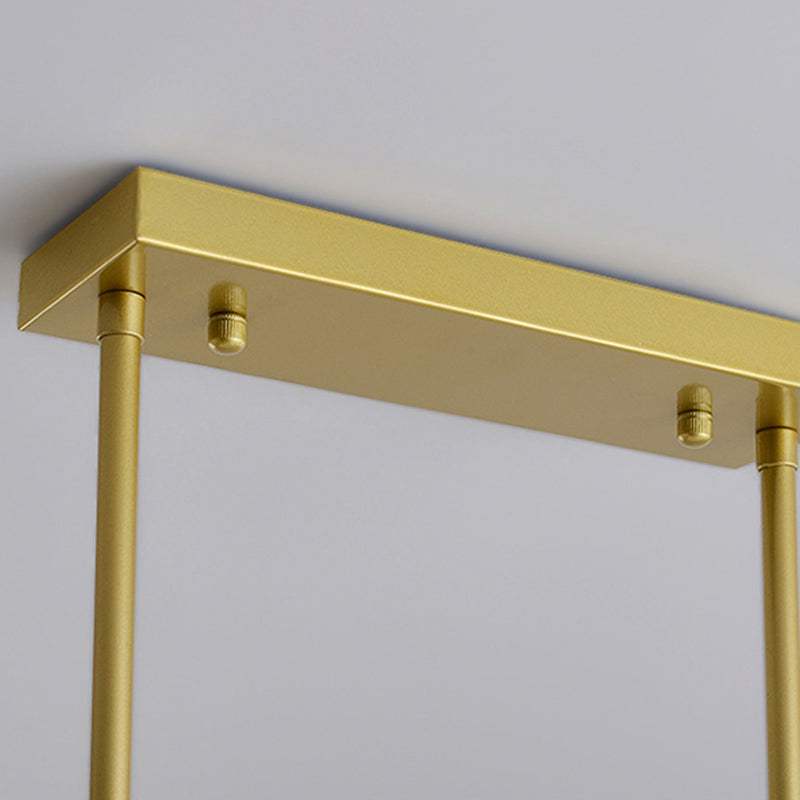 Irilla de iluminación de la isla de cocina de 2 luces contemporánea con sombra de cristal rectangular