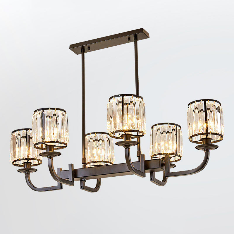 Vidrio de cilindro moderno Iluminación de la isla de cocina de 6 luces luces de techo colgante simples