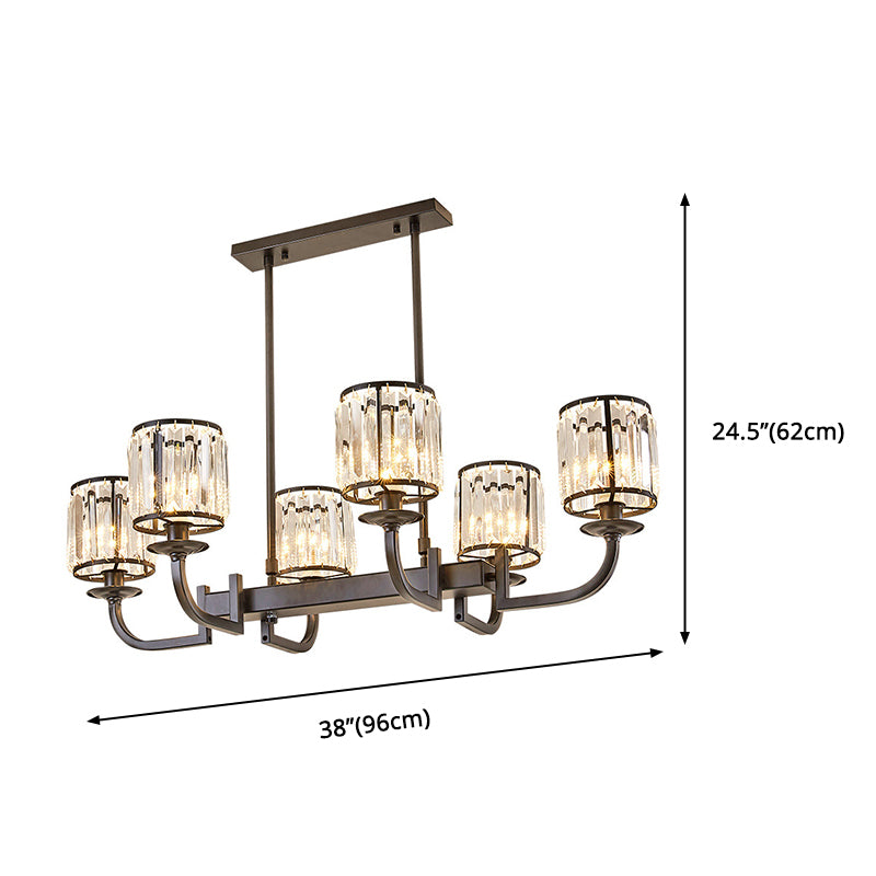 Vidrio de cilindro moderno Iluminación de la isla de cocina de 6 luces luces de techo colgante simples