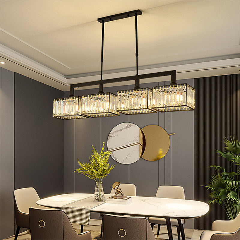 Modern Black/Golden Kitchen Island Lighting Rectangle Pendant Ceiling Lights