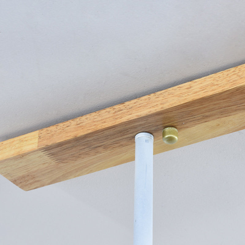 Modern 4-Light Wooden Island Lighting Design with Clear Glass Shade