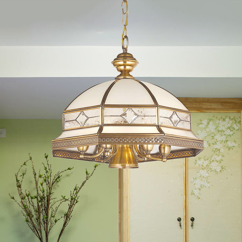 7 lampadine lampadario in vetro sabbia di vetro coloniale a cupola oro soggiorno dell'illuminazione a sospensione a sospensione