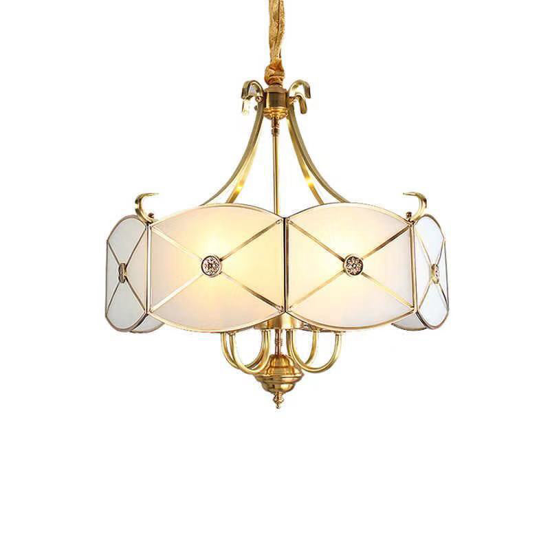 Terratte coloniale sospeso a sospensione 4/6 teste di illuminazione il lampadario in vetro bianco per camera da letto