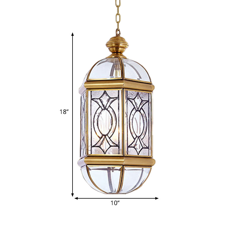 Lampadella esterno Lanterna Luce glassata coloniale Glassa 3 lampadine Brass Brass Appeding Affermazione Luce del soffitto