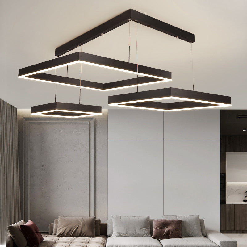 Modern Squared Ceiling Pendant Light Metal 3 Lights Pendant Lights