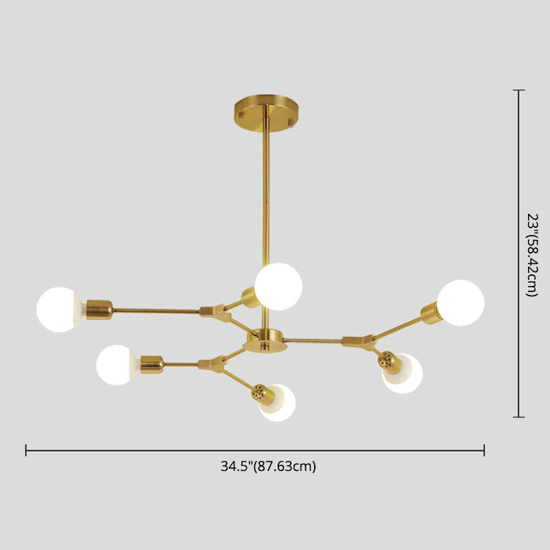 Modern Minimalist Style Branch Chandelier Lighting Fixtures Metal Chandelier for Living Room