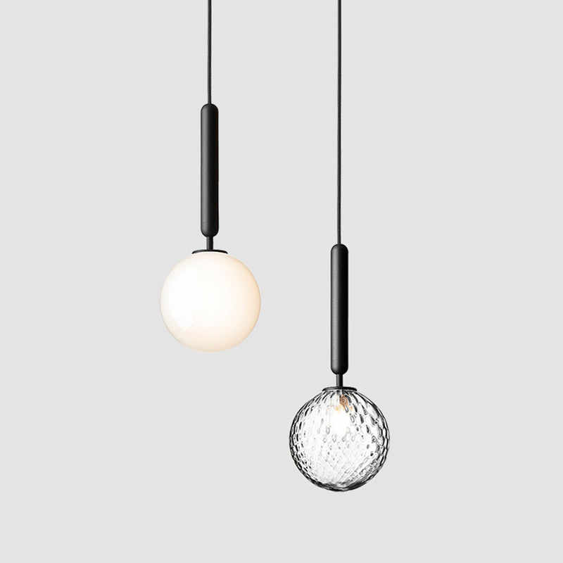 Spherical Glass Ceiling Pendant Lamp Modern Minimalist 1 Light Hanging Lamp for Living Room