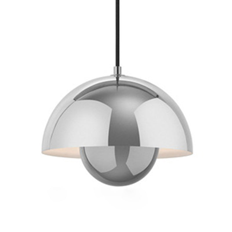 Modern Globe Pendant Ceiling Lights 1 Light Pendant with Stainless Steel Shade for Bedroom