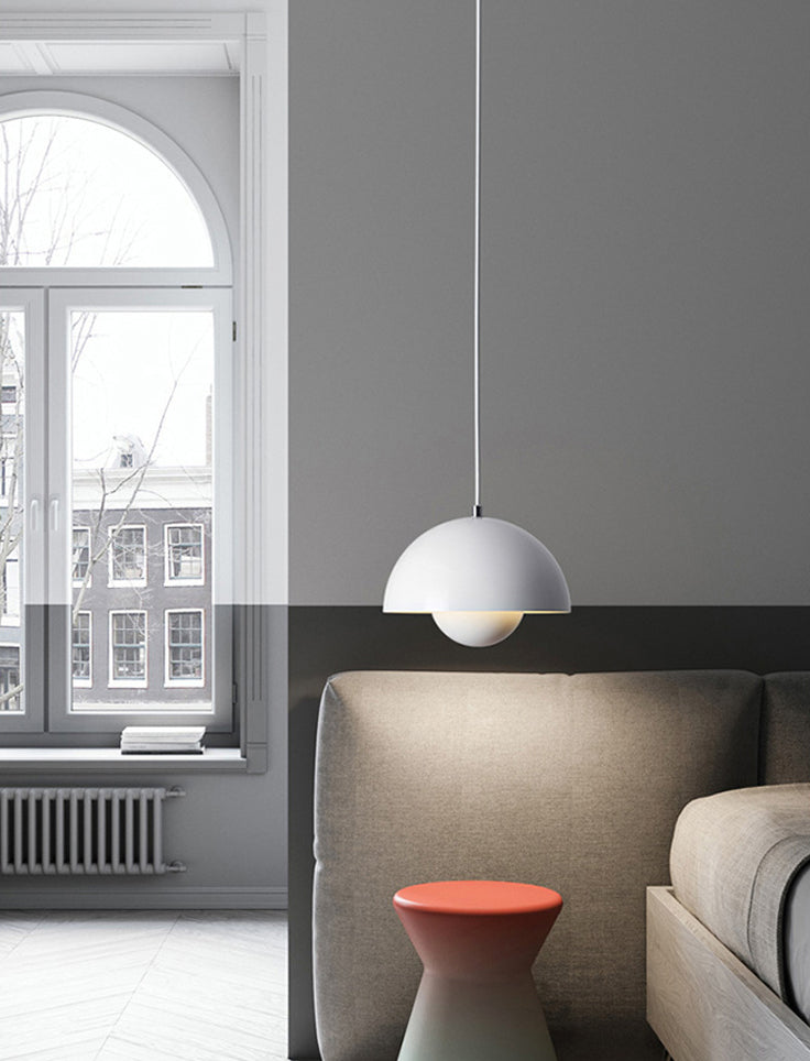 Modern Globe Pendant Ceiling Lights 1 Light Pendant with Stainless Steel Shade for Bedroom