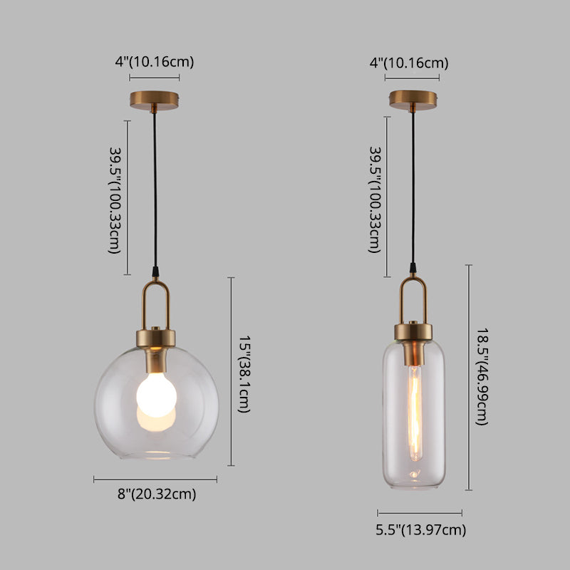 Modern Minimalist Gold Suspension Pendant  Glass 1 Light Coffee Shop Hanging Ceiling Light