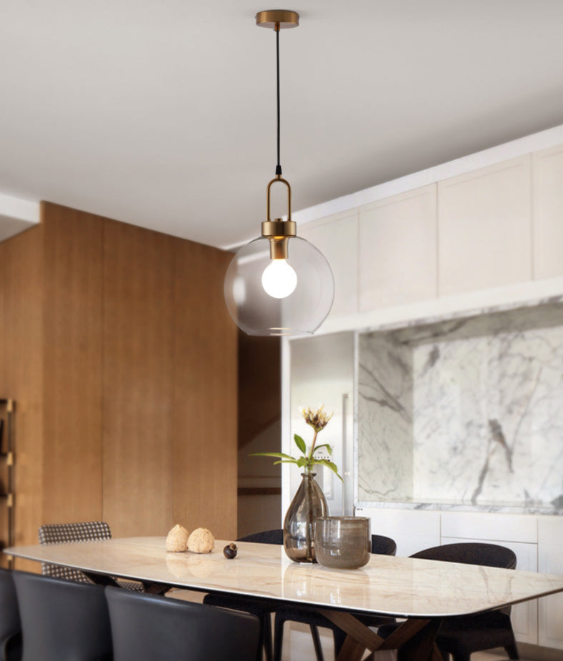Modern Minimalist Gold Suspension Pendant  Glass 1 Light Coffee Shop Hanging Ceiling Light