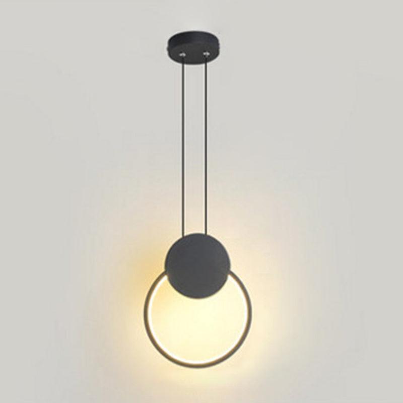 Modern Minimalist Style Cord Hung Hanging Pendant Lights Metal Pendant Light in Black Finish