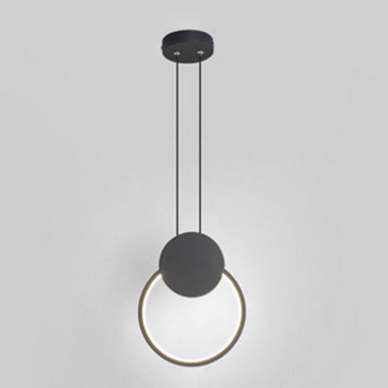 Modern Minimalist Style Cord Hung Hanging Pendant Lights Metal Pendant Light in Black Finish