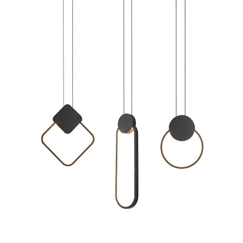 Modern Minimalist Style Cord Hung Hanging Pendant Lights Metal Pendant Light in Black Finish