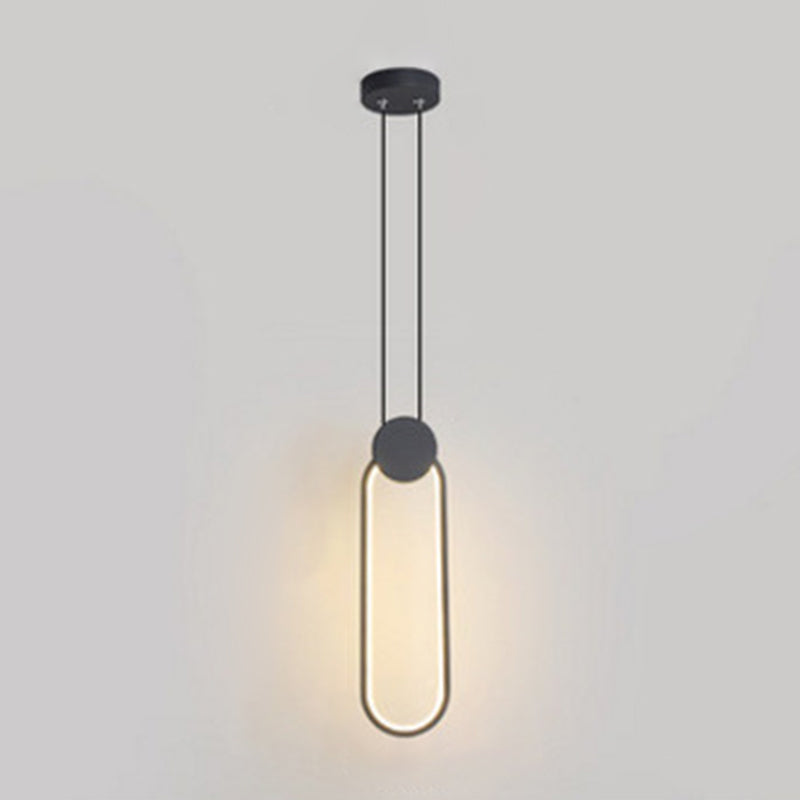 Modern Minimalist Style Cord Hung Hanging Pendant Lights Metal Pendant Light in Black Finish