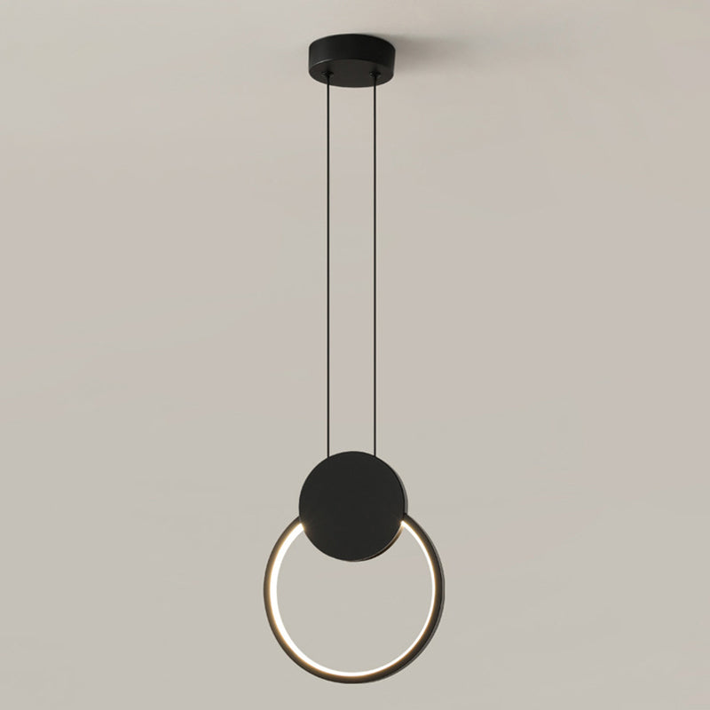 Modern Minimalist Style Cord Hung Hanging Pendant Lights Metal Pendant Light in Black Finish